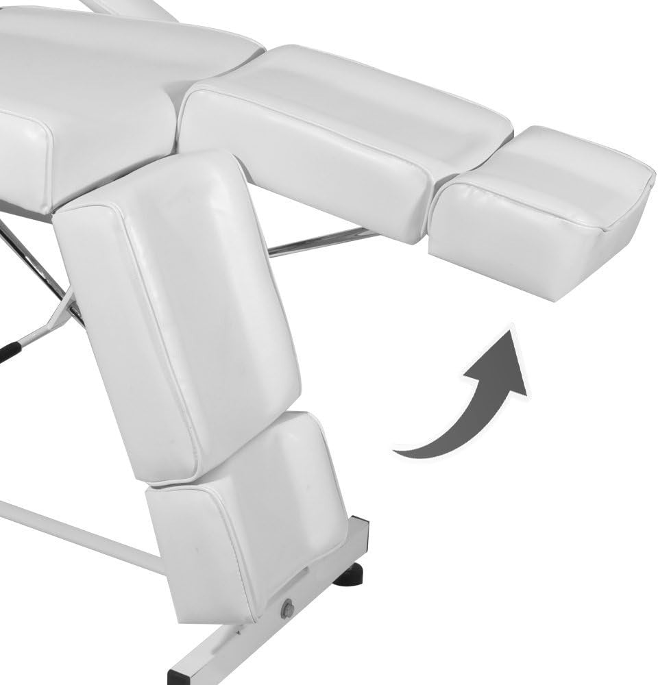 Reclining Massage Table 3-Section Adjustable Beauty Salon Spa Tattoo Bed White