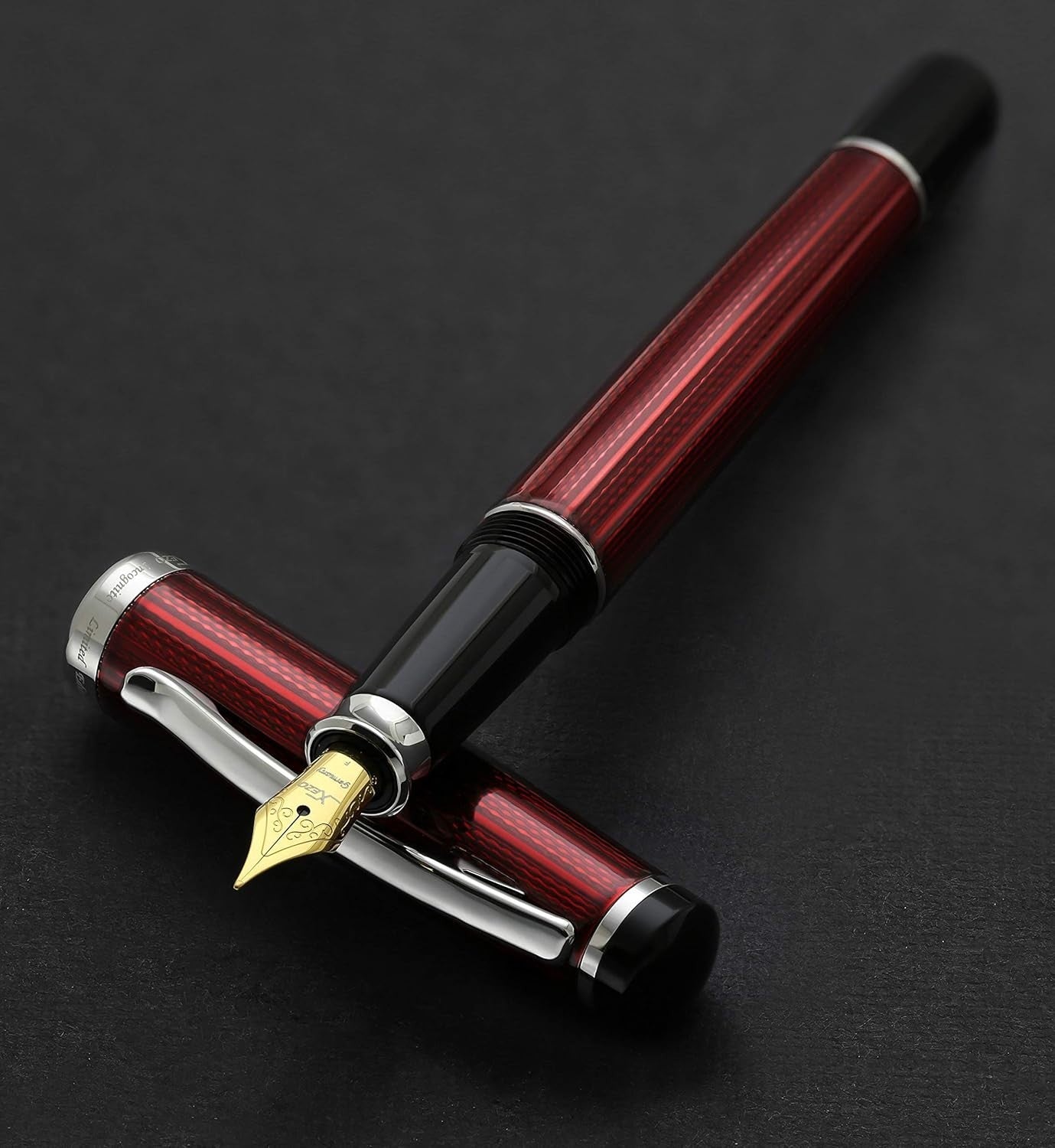 Burgundy Red Fountain Pen Fine Nib Handcrafted Smooth Writing Set