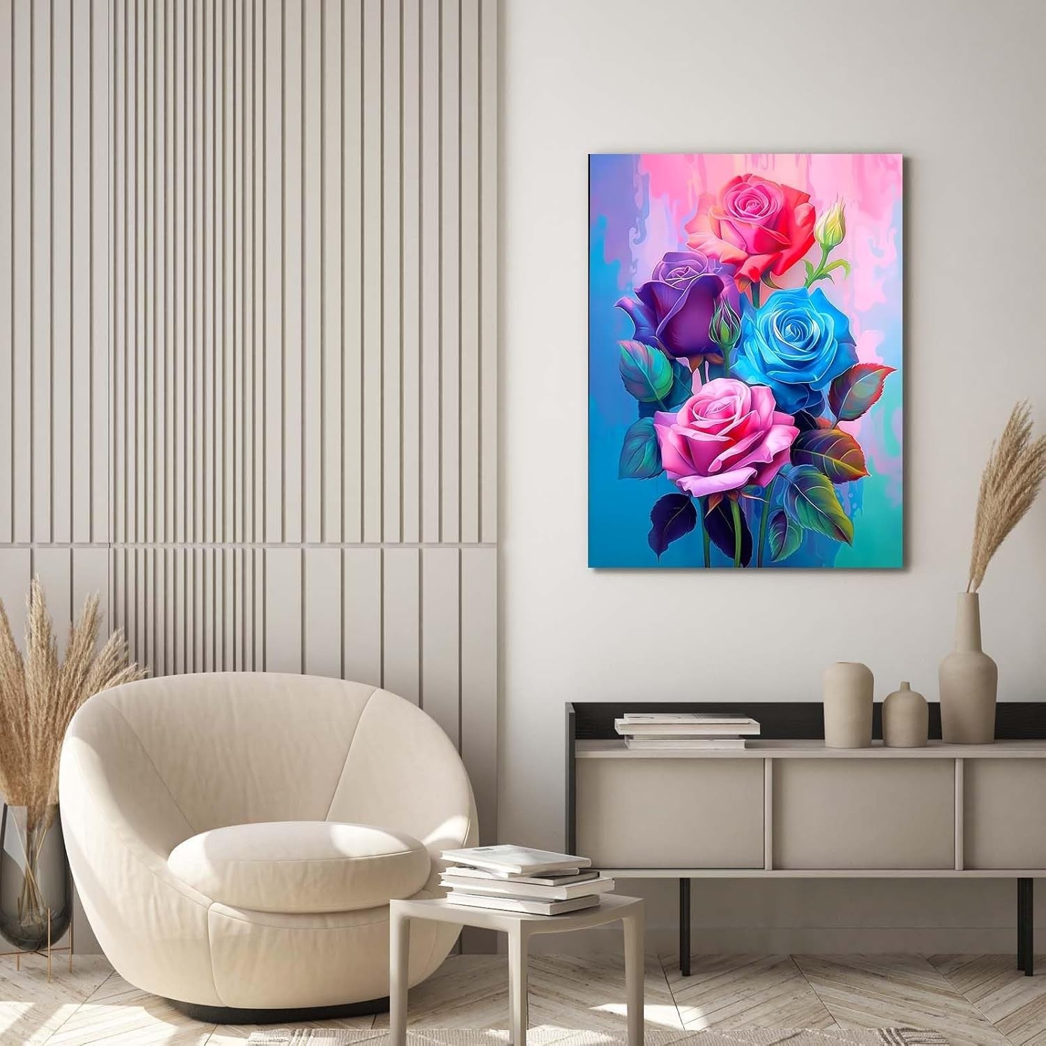 Framed Rose Canvas Wall Art 12x16in Waterproof Floral Print
