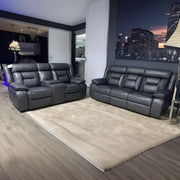 3+2 Electric Recliner Sofa Set Leather USB Charging Grey Living Room Suite