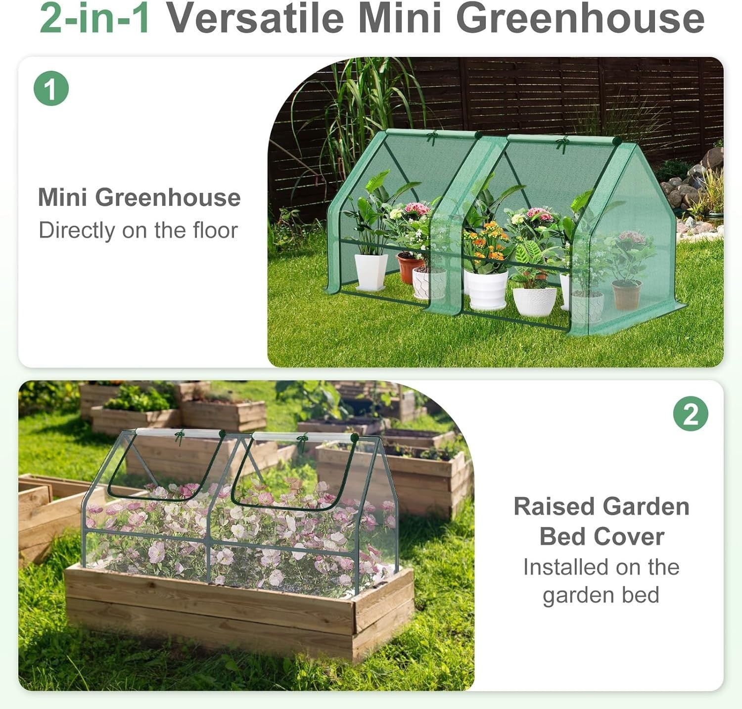 Extra Large Garden Greenhouse 2 Covers Waterproof UV Protection Cold Frame