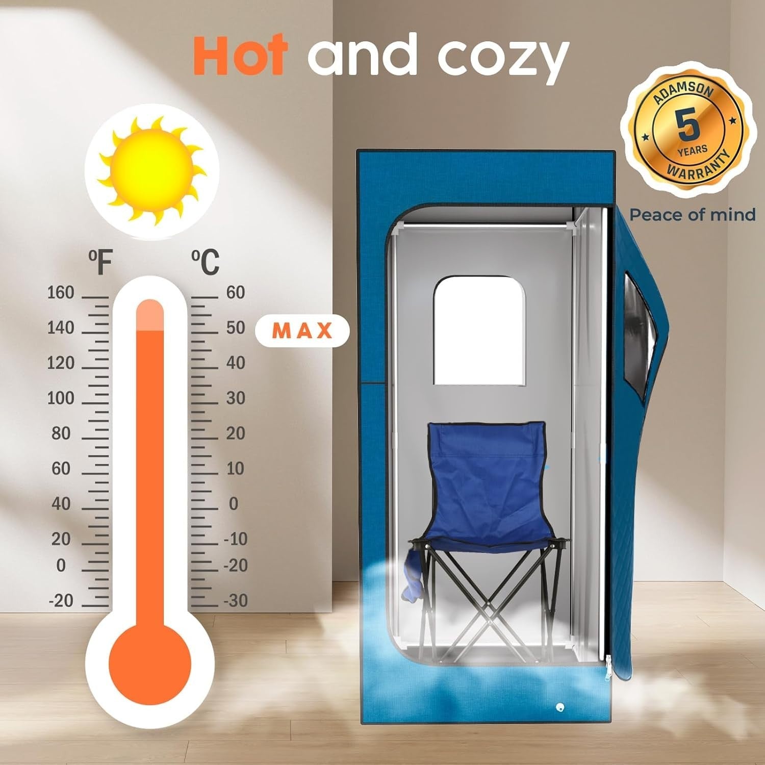 Full-Size Blue Steam Sauna Tent – 2.6L Steamer, Chair, Remote & Massager