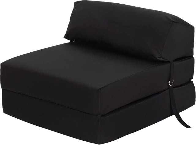 Black Z Bed Chair Sofa Futon Single Mattress – Fold Out Guest Bed