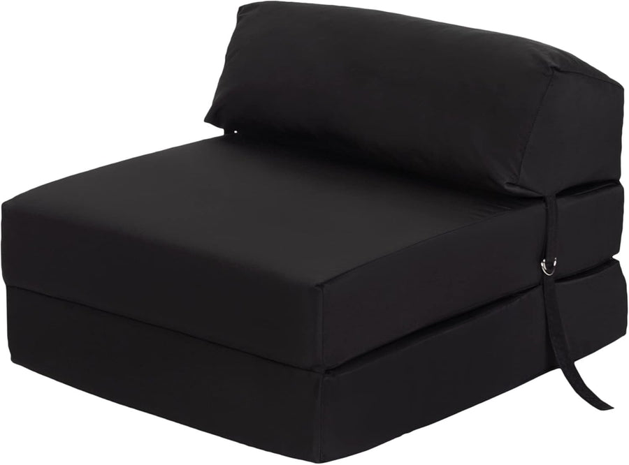 Black Z Bed Chair Sofa Futon Single Mattress – Fold Out Guest Bed