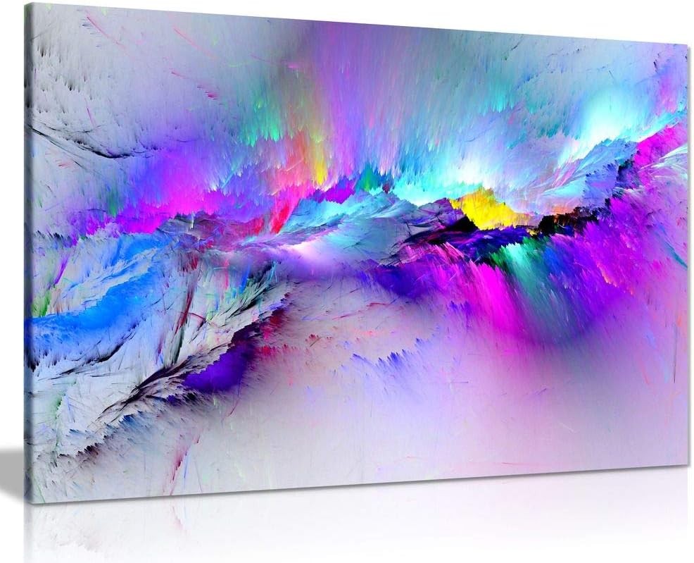 Modern Abstract Blue Watercolour Canvas Wall Art 46x31cm Framed