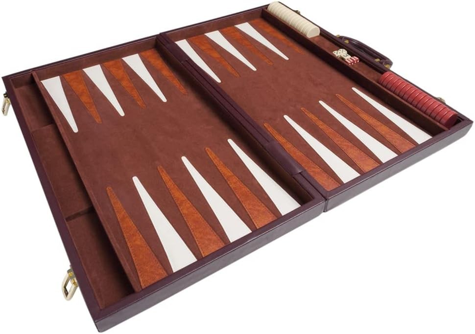 Tournament Backgammon Set 50cm Leatherette Folding Board Luxury Strategy Game