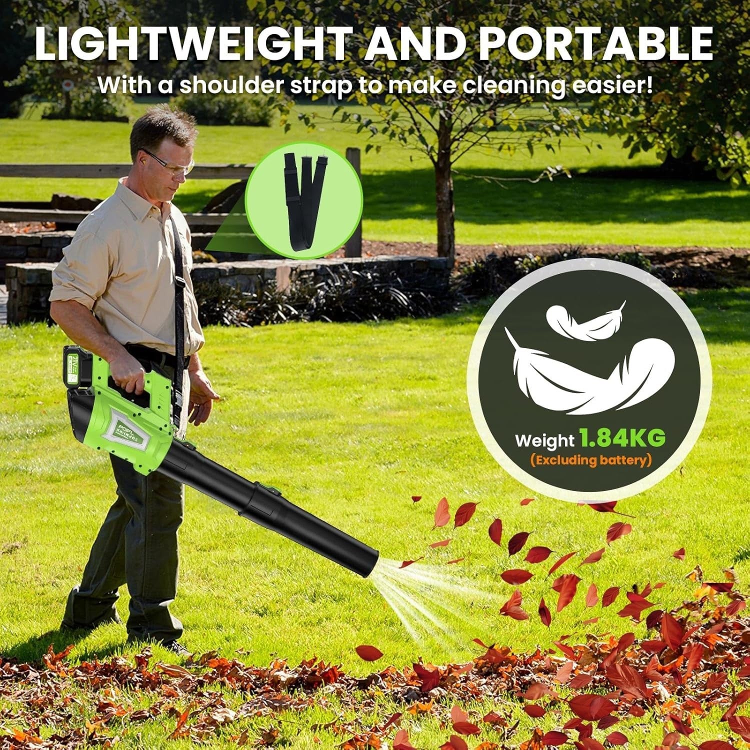 Cordless Leaf Blower 21V Dual Battery Brushless 6 Speed 245km/h Turbo