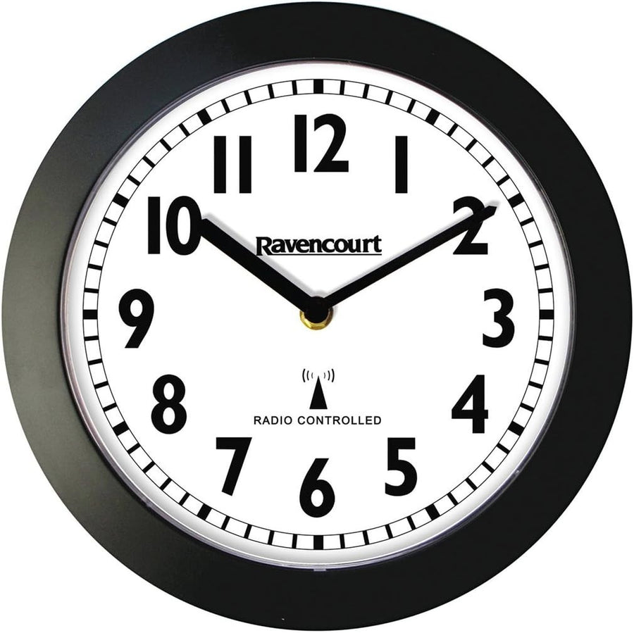 Large Radio Controlled Wall Clock Silent Black White School Office Home