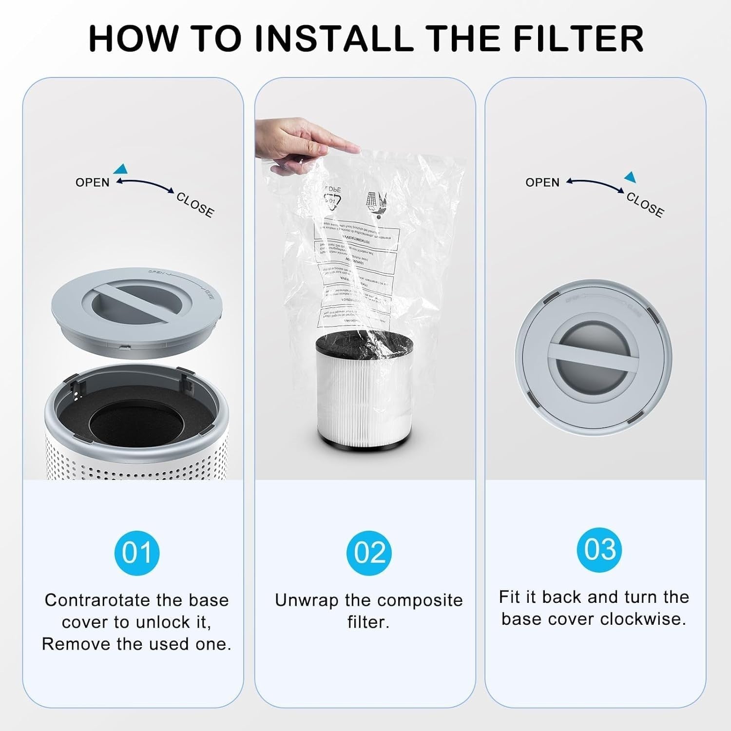 Quiet H13 HEPA Air Purifier Bedroom Home 12dB Sleep Mode Dust Pet Smoke