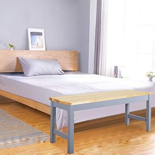 Grey Solid Pine Wooden Bench 2-Seater Sturdy Indoor Kitchen Dining Seat