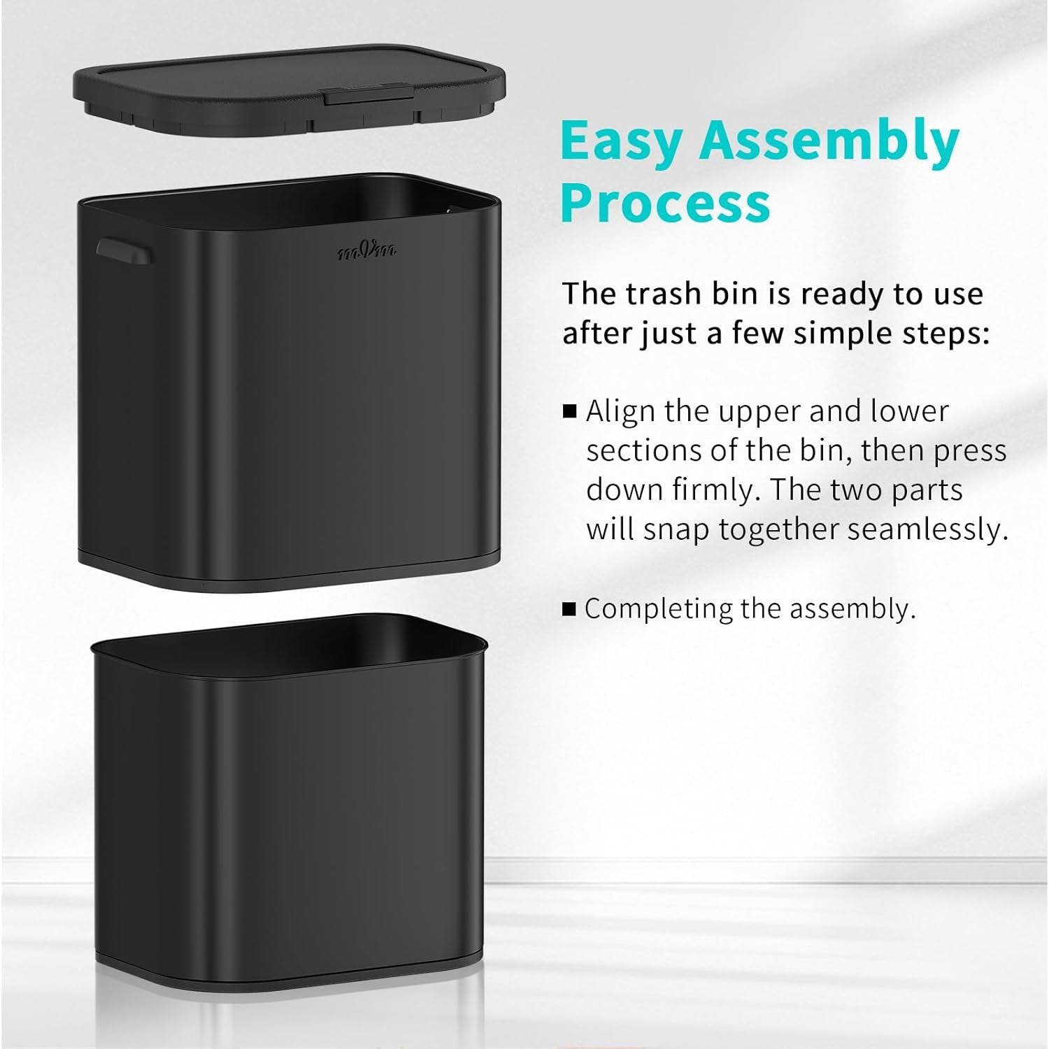 Large 60L Kitchen Trash Bin Black Stainless Steel Soft-Close Rubbish Can