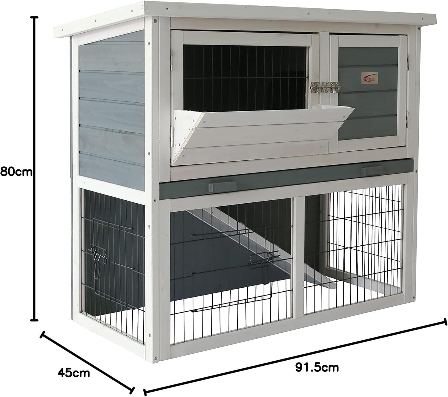 2 Tier Rabbit Hutch Outdoor Double Decker Guinea Pig Cage with Sliding Tray