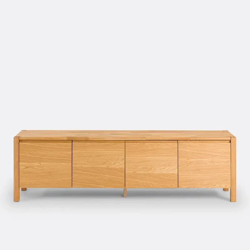 Modern Oak Sideboard Cabinet with 4 Doors & Adjustable Storage Shelves