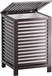 Double Bamboo Laundry Hamper with Lid 120L 2 Section Basket Brown 47x47x65cm