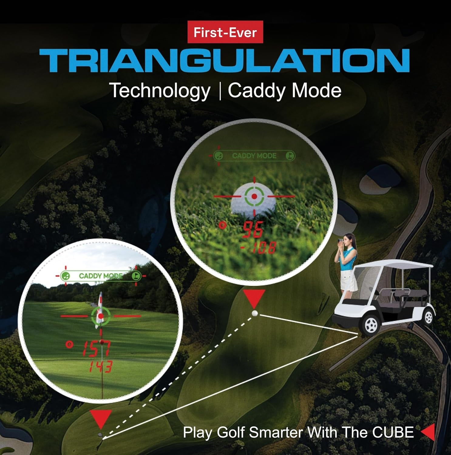 Golf Rangefinder Cube Rechargeable 1000Y Slope OLED Pin Lock Jolt