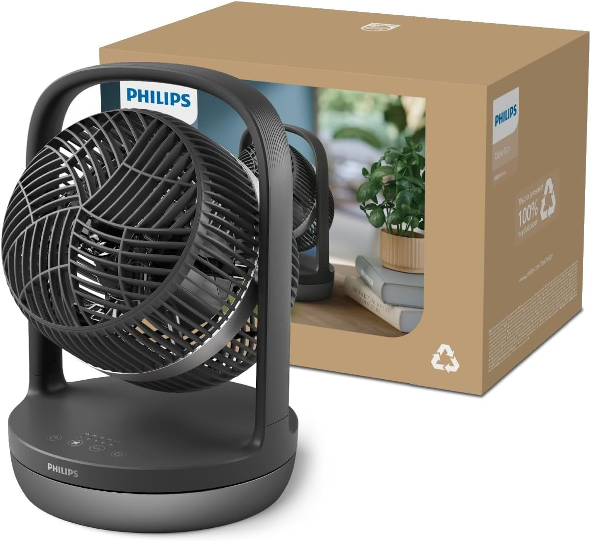 Ultra Quiet Oscillating Desk Fan – 23dB 3-Speed Air Circulator 180° Tilt Timer