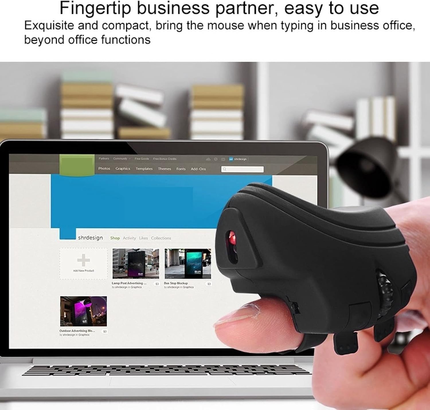 Wireless Finger Mouse USB Rechargeable Ergonomic Handheld PC Laptop