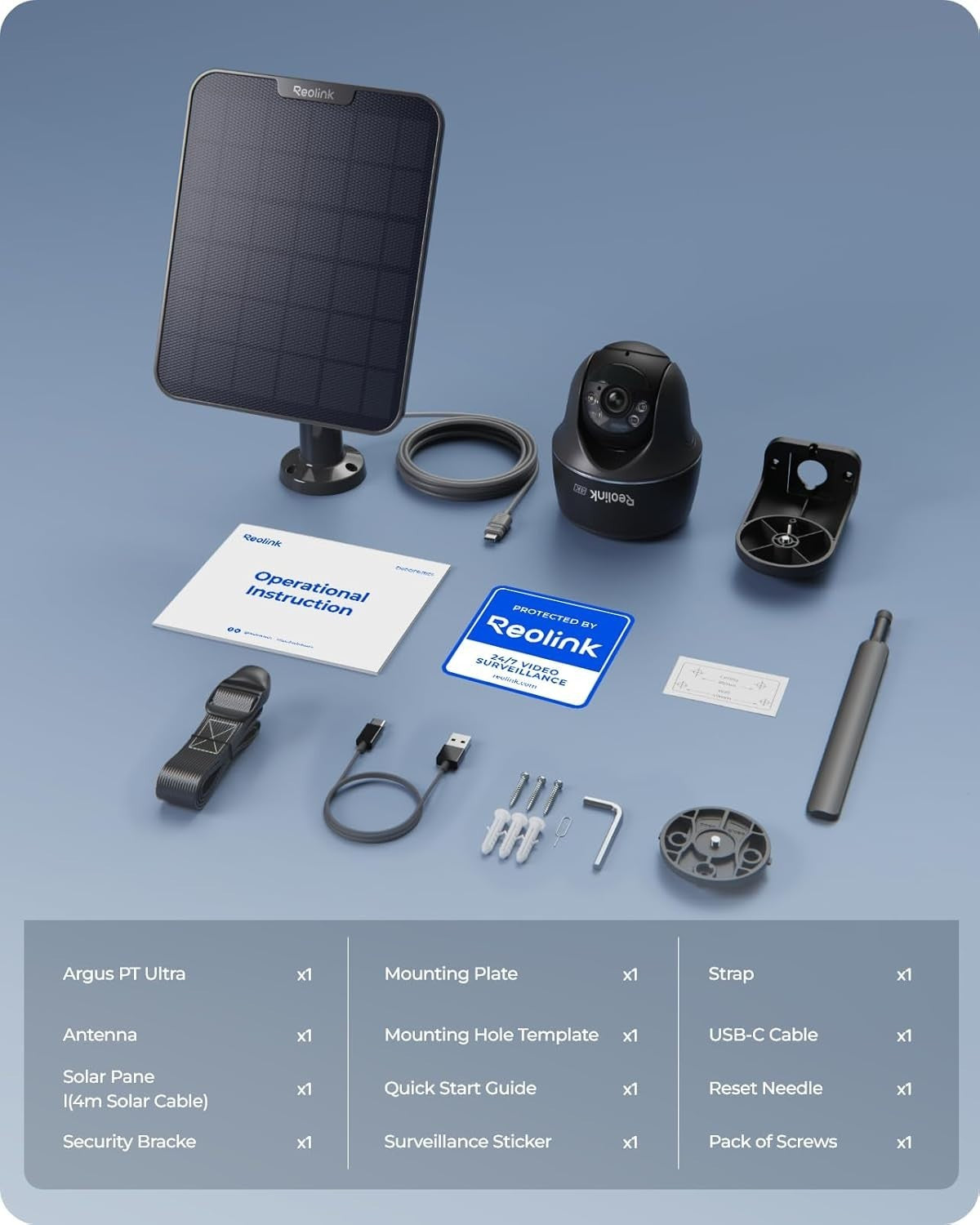 4K Solar Security Camera Wireless PTZ Color Night Vision WiFi