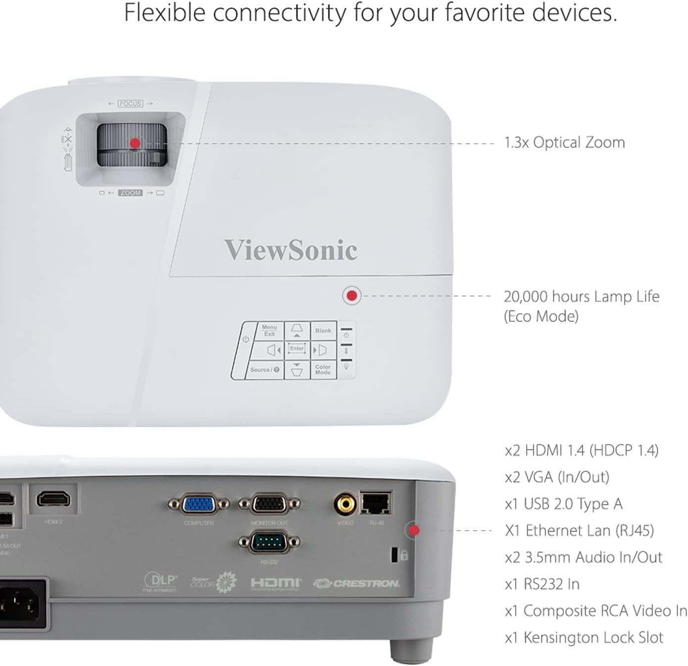 4000 ANSI XGA DLP Projector HDMI USB VGA Ceiling Mount Office