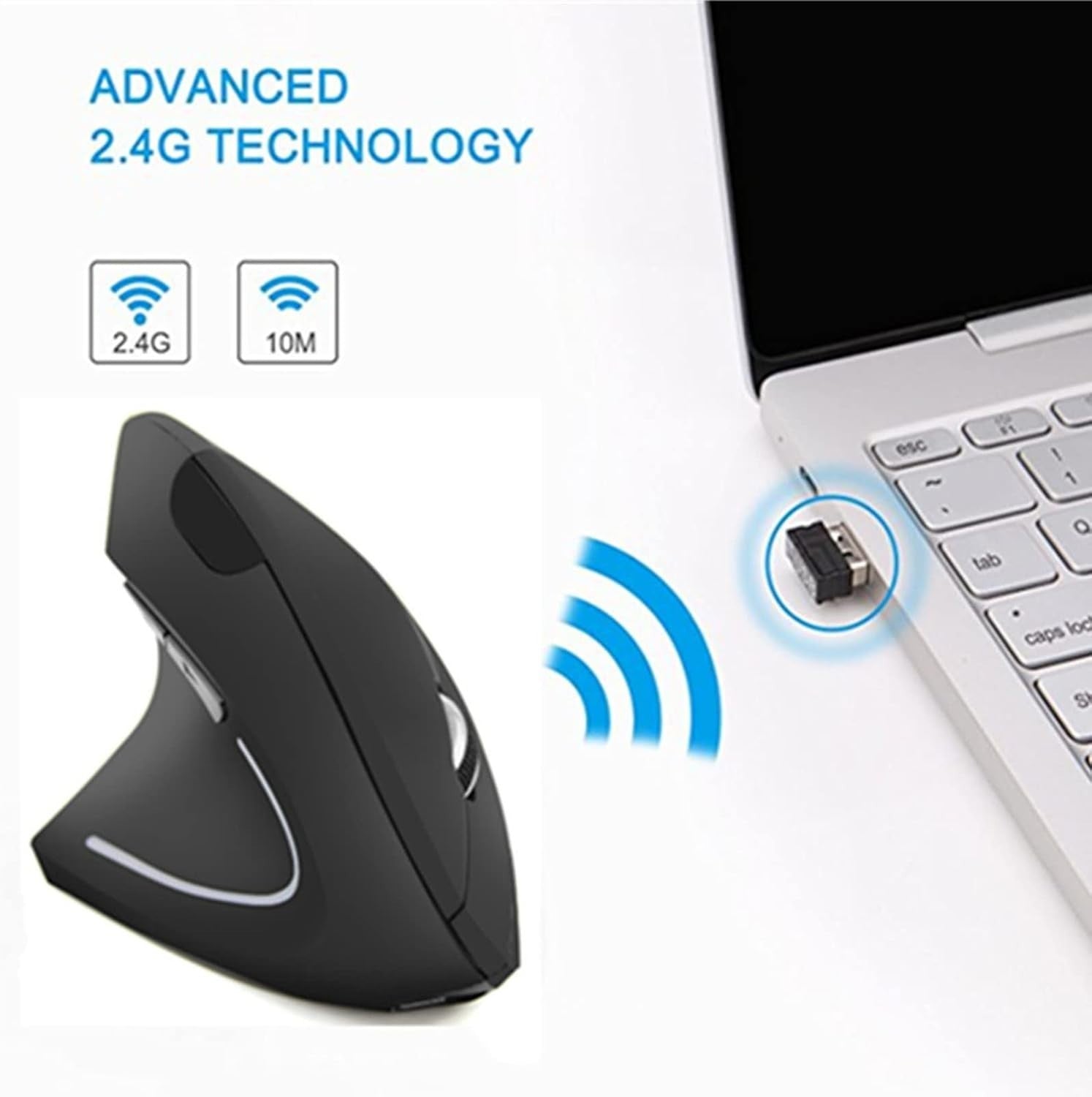 Left Handed Ergonomic Vertical Mouse Rechargeable 2.4G 6 Button