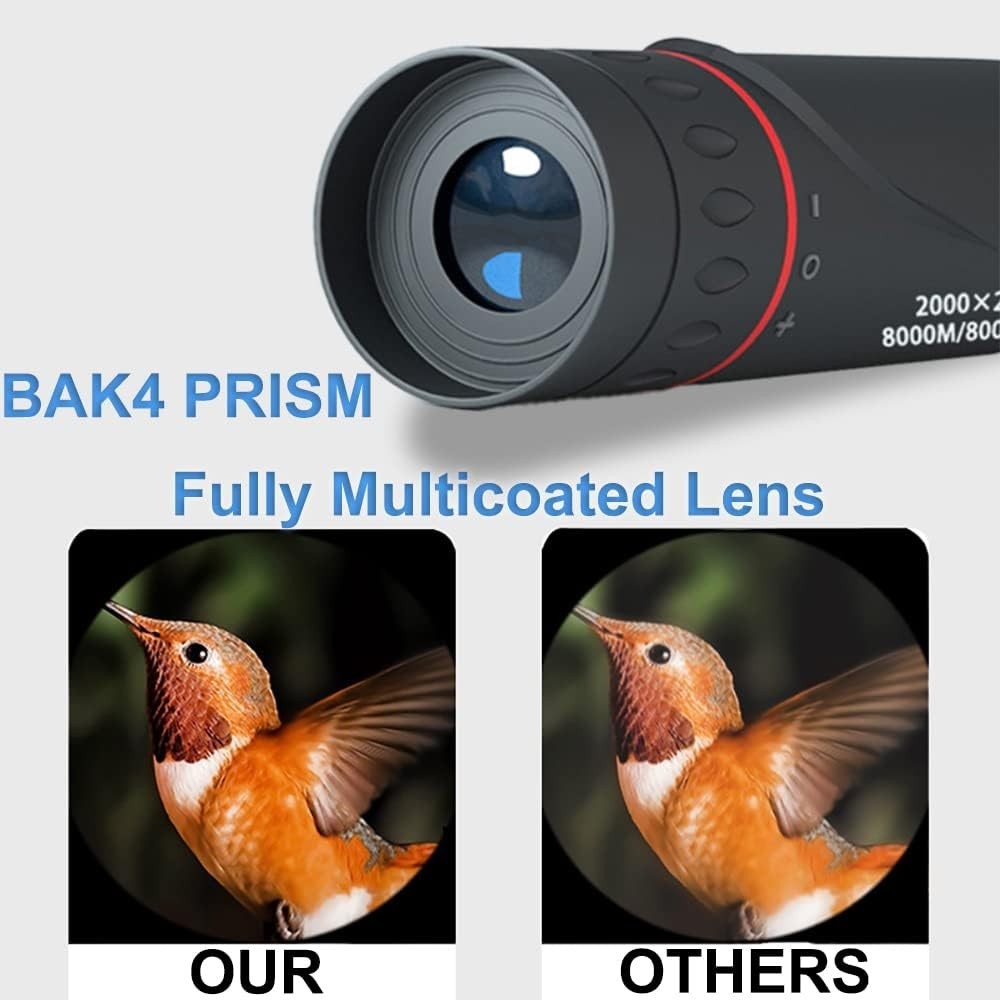 28X Zoom Monocular Black High Power Telescope with Smartphone Holder