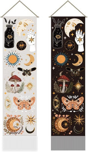 Boho Witchcraft Tapestry 2pcs 45.7x13in Mystic Wall Hanging