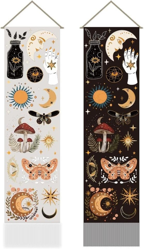 Boho Witchcraft Tapestry 2pcs 45.7x13in Mystic Wall Hanging