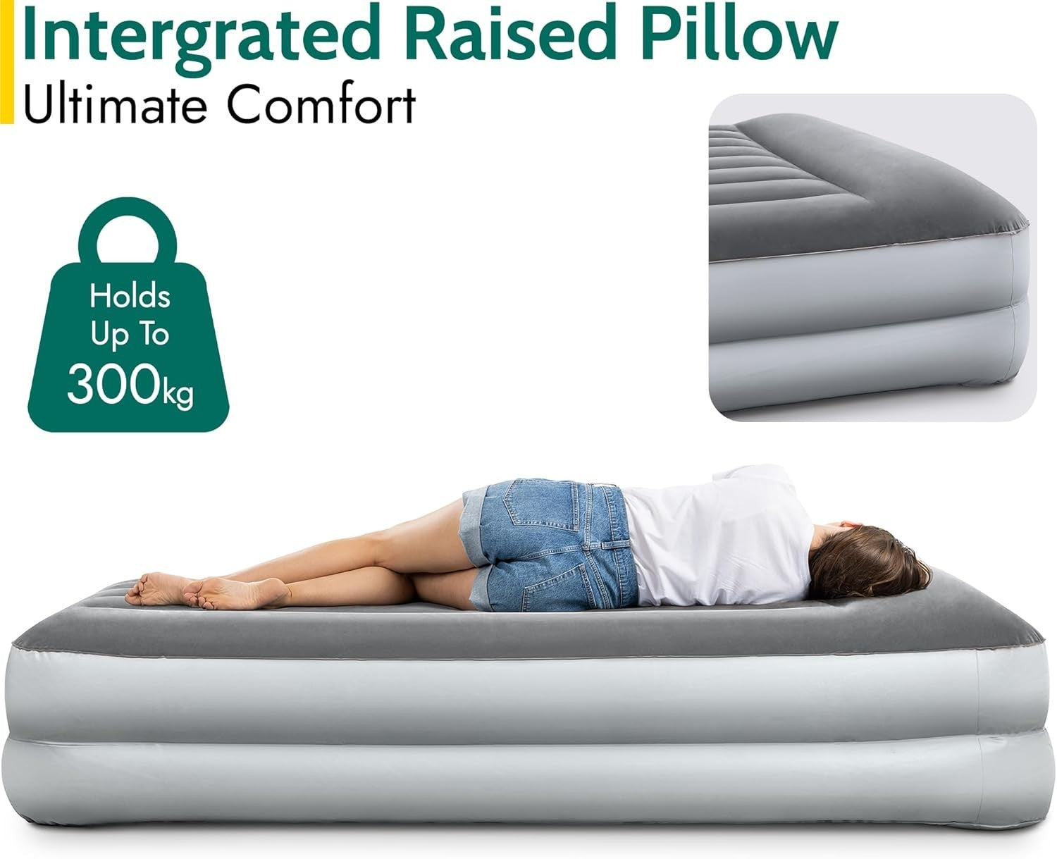 Deluxe Single Airbed with Built-In Electric Pump & Pillow – Waterproof Comfort