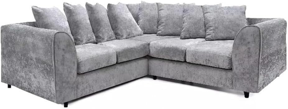 2C2 Light Grey Corner Sofa 5 Seater Fabric L Shape Couch with Cushions