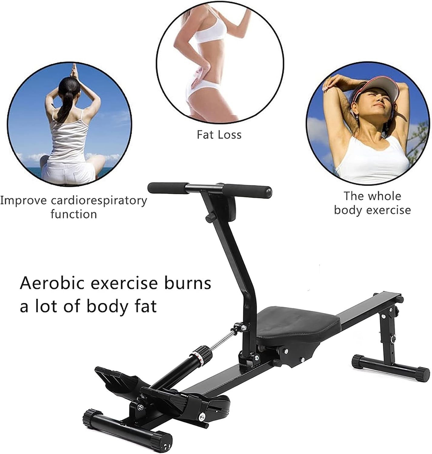 Foldable Magnetic Rowing Machine Quiet 12-Level Resistance LCD Home Rower 120KG