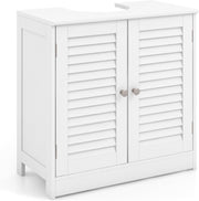 White Under Sink Bathroom Cabinet – 2 Shutter Doors Storage Unit 60x30x60cm
