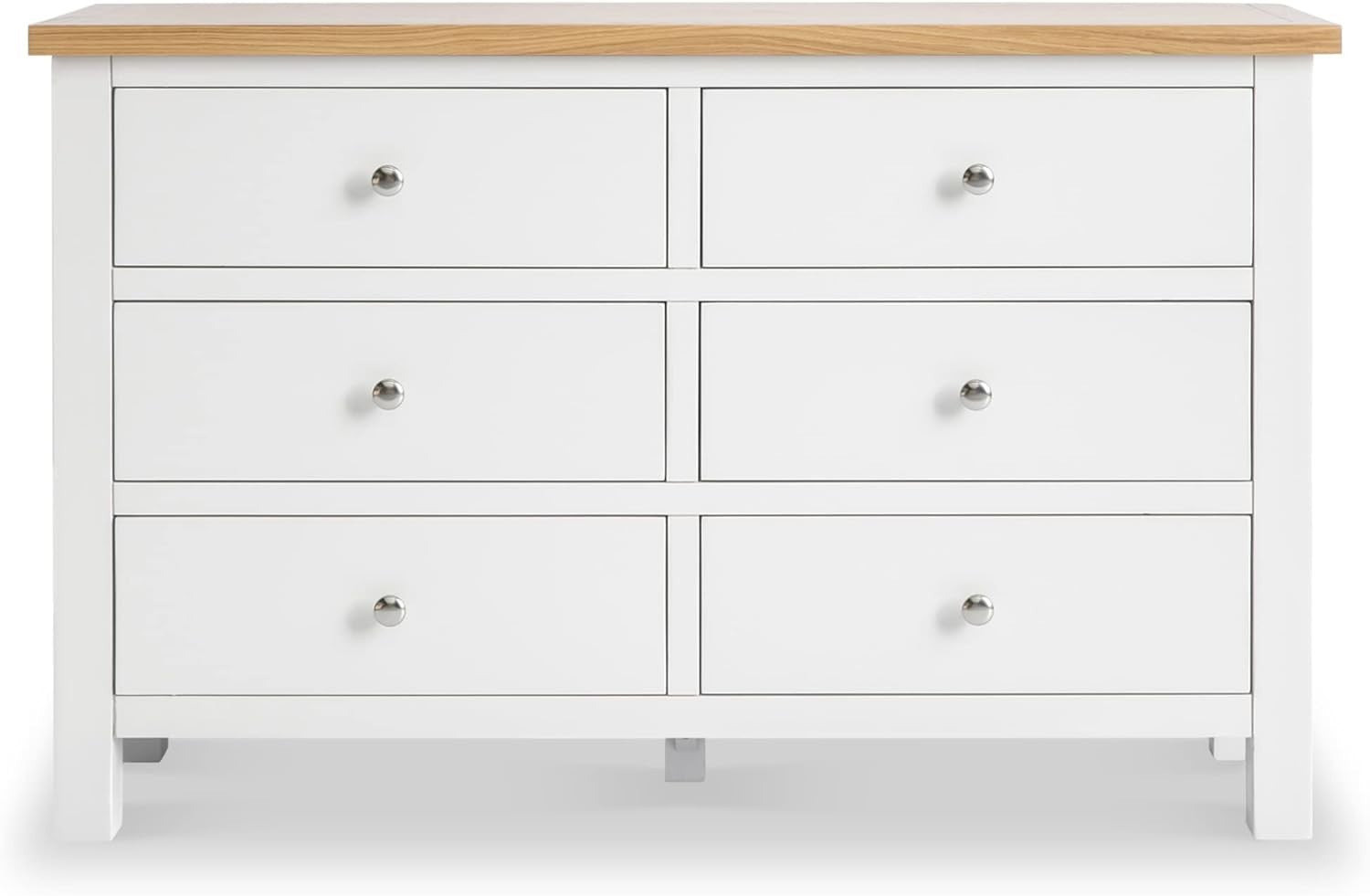 White Oak Top 6 Drawer Chest Solid Wood Bedroom Storage Cabinet Painted