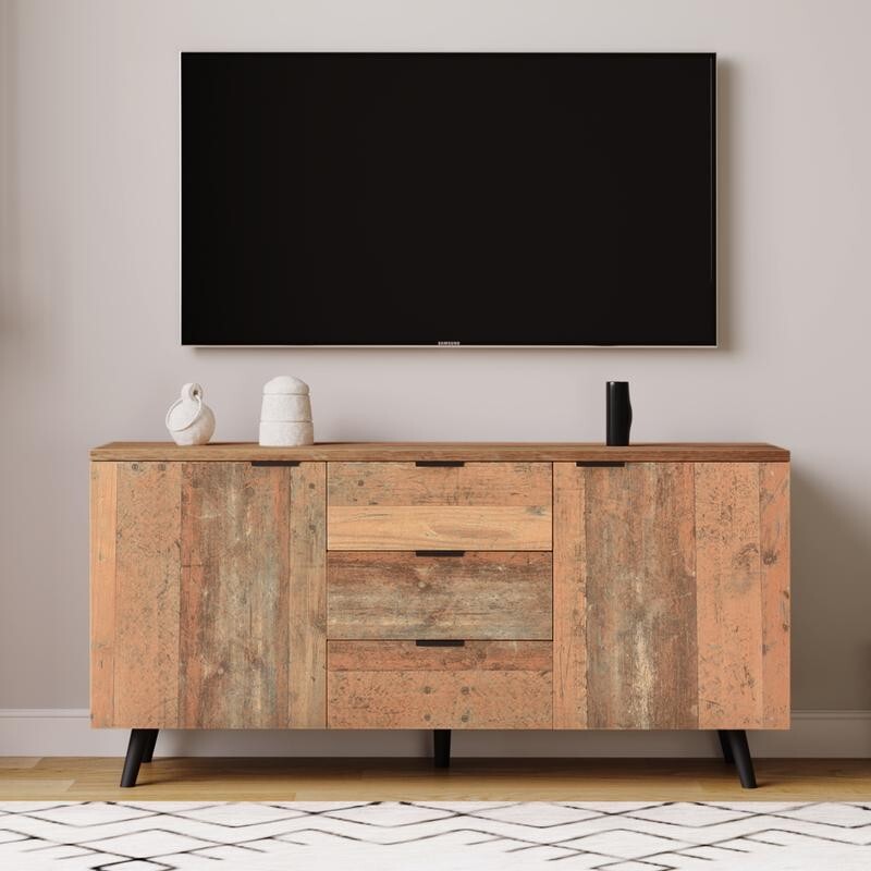 Vintage Sideboard TV Cabinet 140cm Storage Unit with Drawers & Shelves