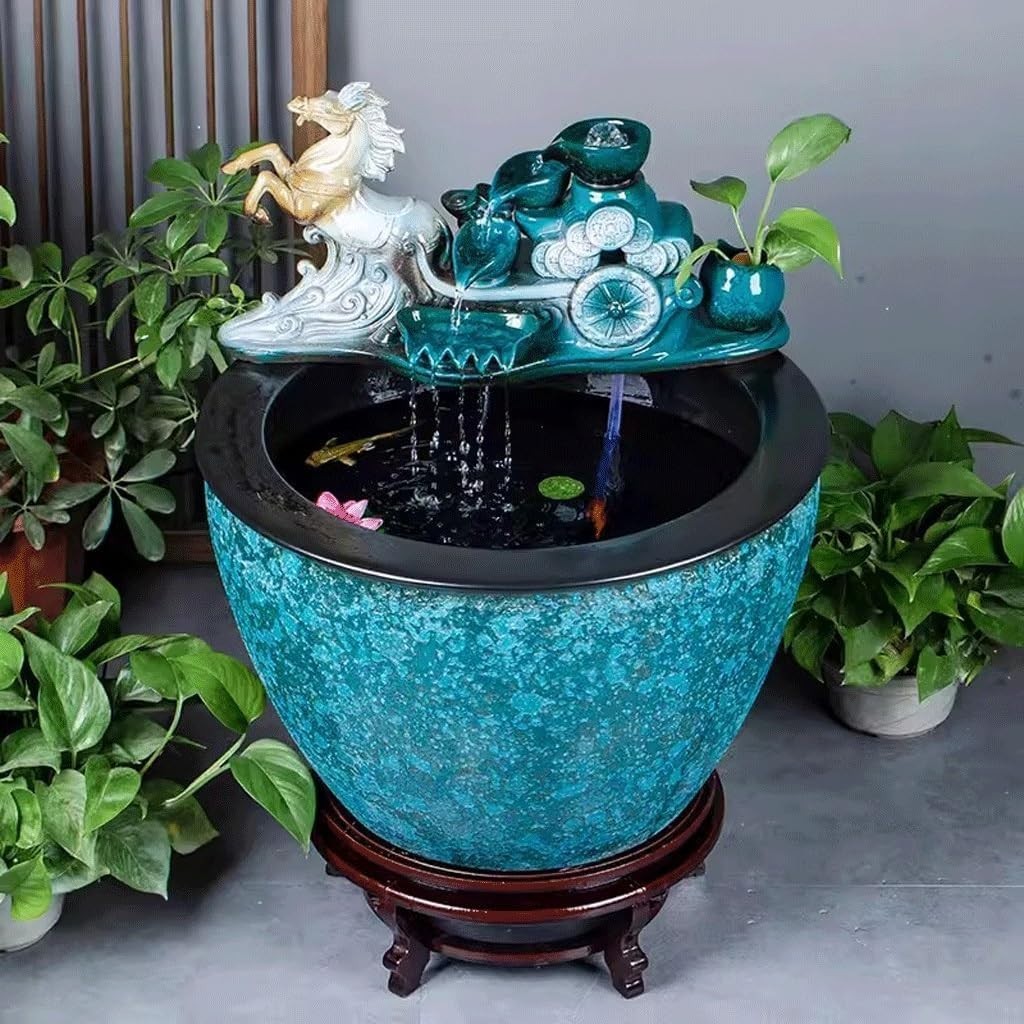 Modern Ceramic Fish Tank Flowing Water Bowl Indoor Office Home Decor