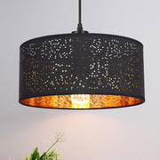 Modern Black Dot Cut Lampshade Gold Interior Ceiling Pendant Light