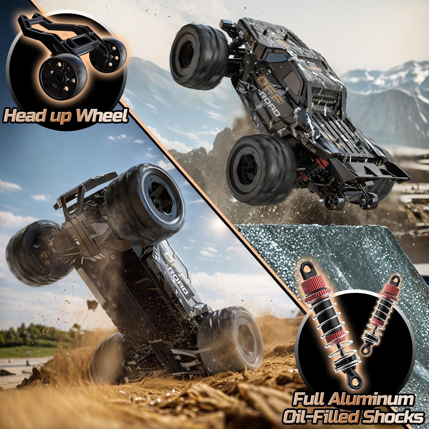 1:16 4WD RC Monster Truck – 40KM/H All-Terrain Fast Car, Dual Battery