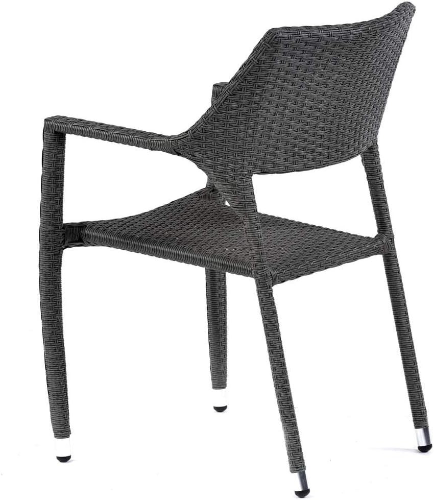 Rattan Garden Armchair Light Grey Cushion Stackable Patio Outdoor Chair