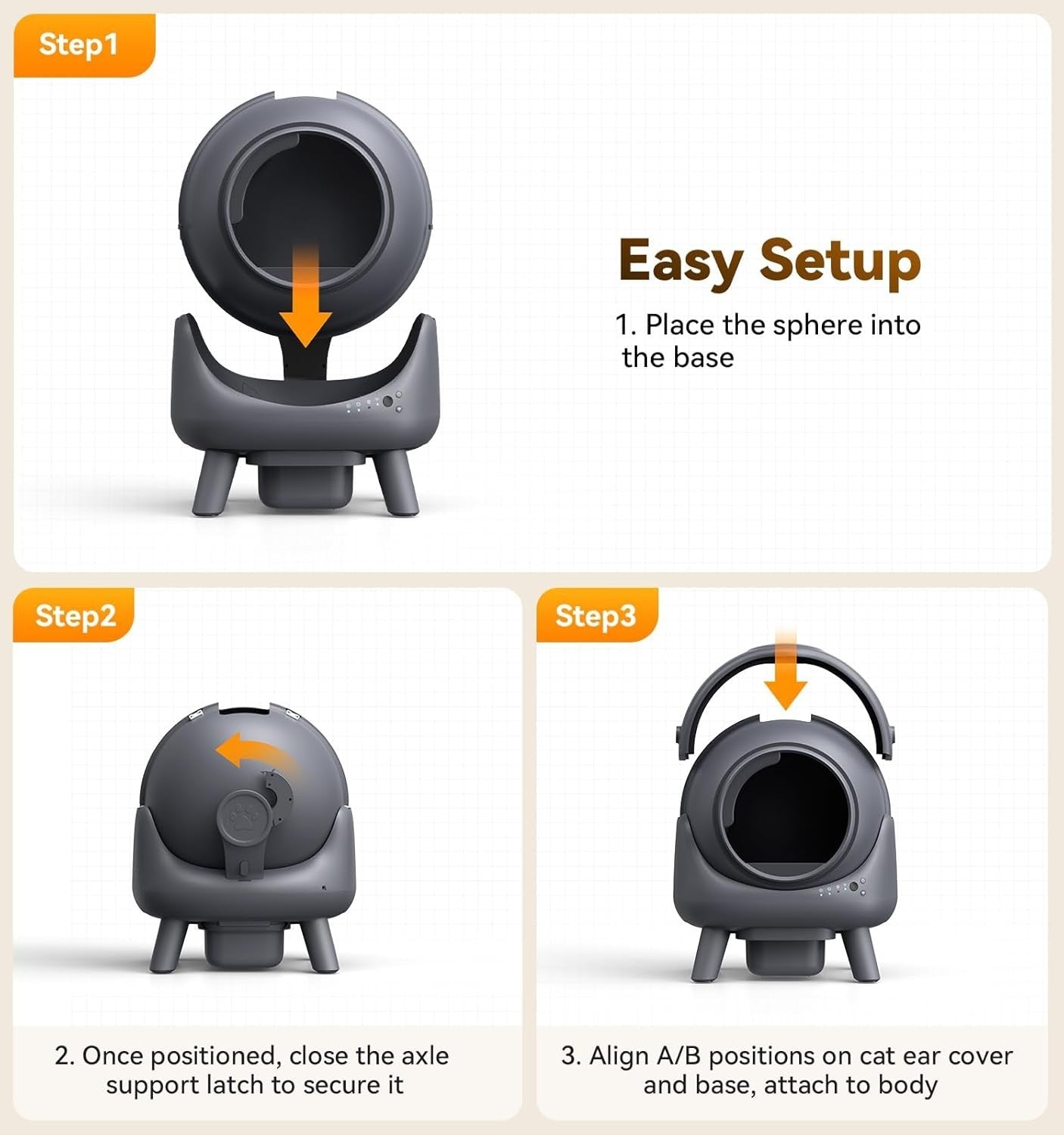 65L Self Cleaning Cat Litter Box App Control Odor Control Multi Cat
