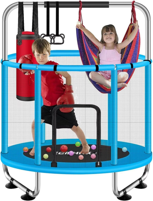 55” Kids Trampoline w Enclosure Indoor Outdoor Gym Bar Toys 440lbs