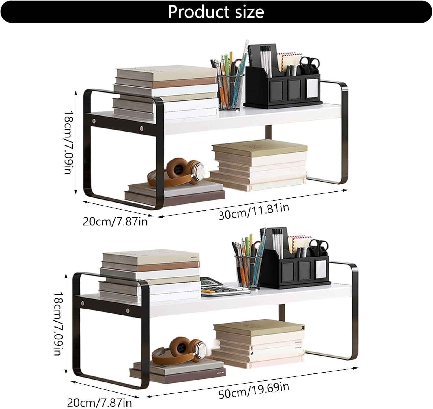 Stackable Desktop Organizer Metal Storage Shelf for Office & Kitchen