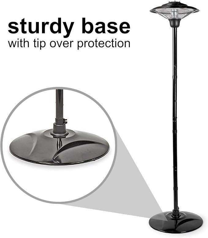 Outdoor Electric Patio Heater 1500W Freestanding Radiant Heat IP34 Safe