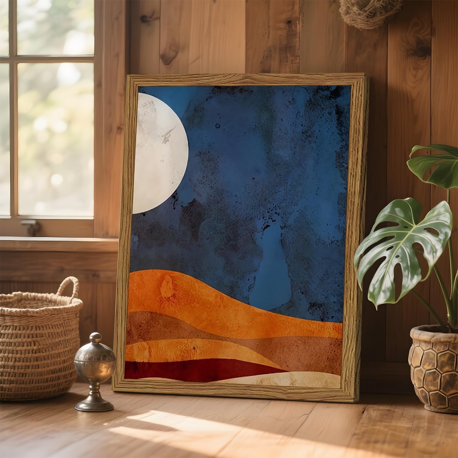 Boho Sun & Moon Canvas Wall Art 2 Panels 16x24" Modern Home Decor