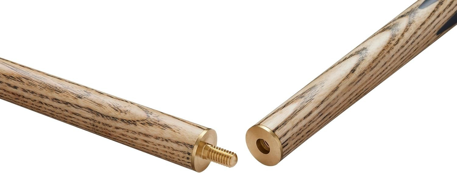 Full Length Snooker Cue 2 Section Ash Wood Stick 10mm Tip Brass Joint
