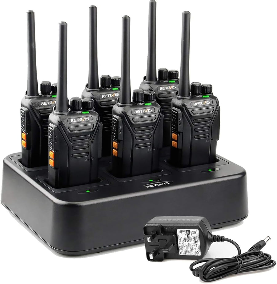 Long Range Walkie Talkies 6 Pack PMR446 Rechargeable 2 Way Radios VOX