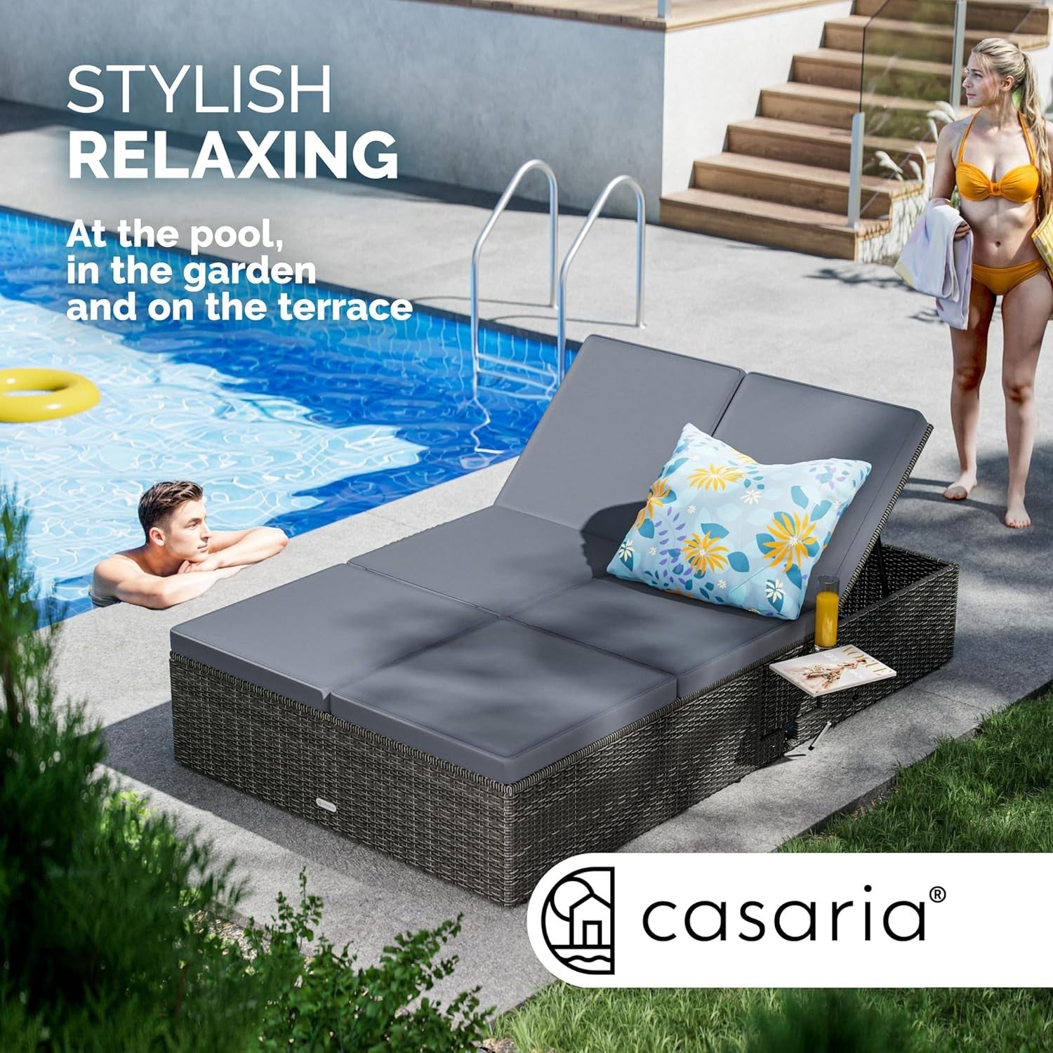CASARIA Double Sun Lounger 2-Seater | 7-Position Adjustable Recliner