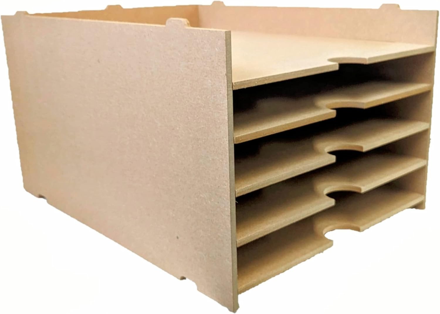 A3 Paper Storage Shelf 5-Tier Stackable Desk Organizer MDF Beige