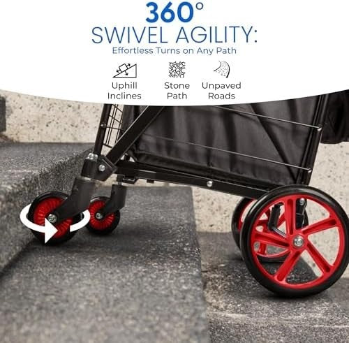 Foldable Shopping Trolley Cart 32kg Waterproof Bag Swivel Wheels