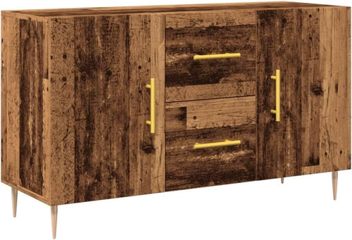 Old Wood Sideboard Cabinet Storage Drawers Modern Metal Legs 100cm Wide