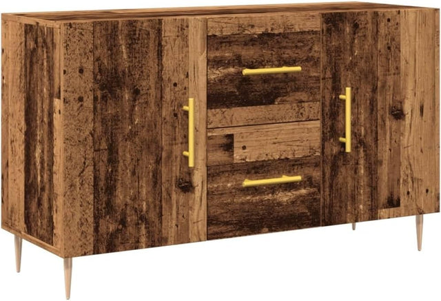 Old Wood Sideboard Cabinet Storage Drawers Modern Metal Legs 100cm Wide