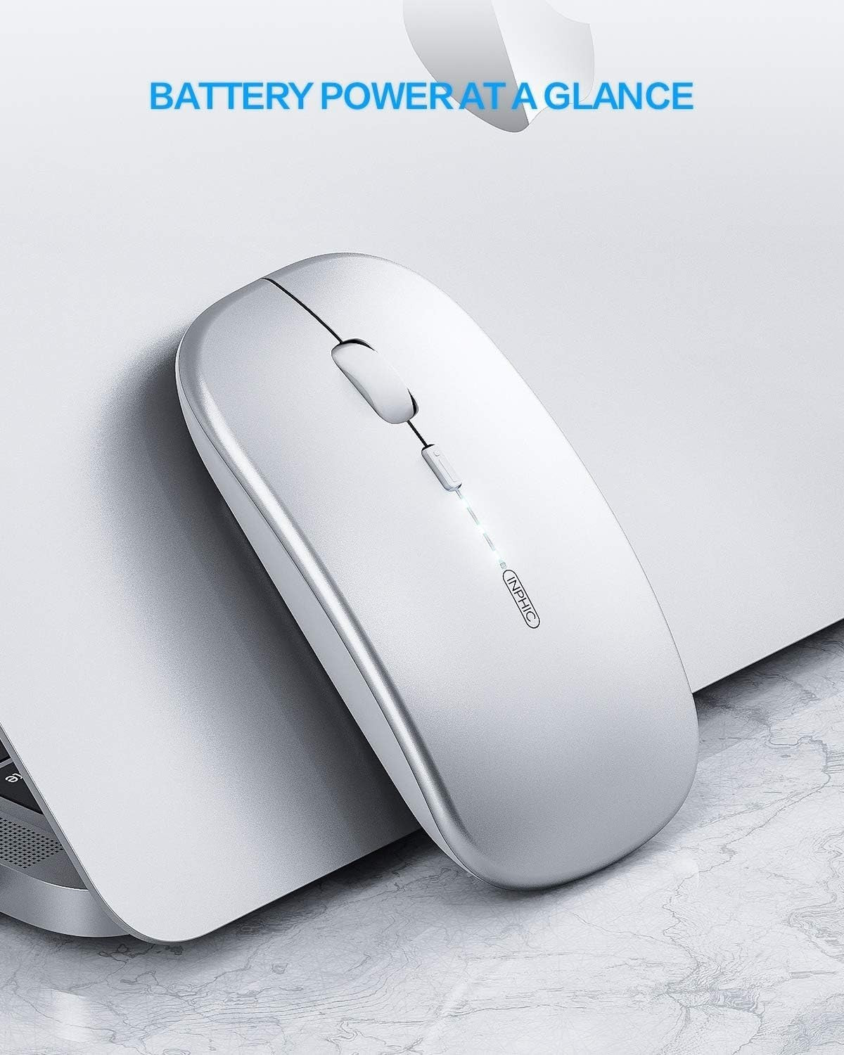 Ultra Slim Rechargeable Wireless Mouse Silent Click 2.4G USB Laptop PC